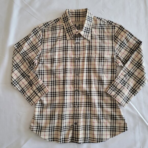 NWOT Burberry London Nova Check Fitted 3/4 Sleeve Button Up Shirt Size S - Picture 5 of 10